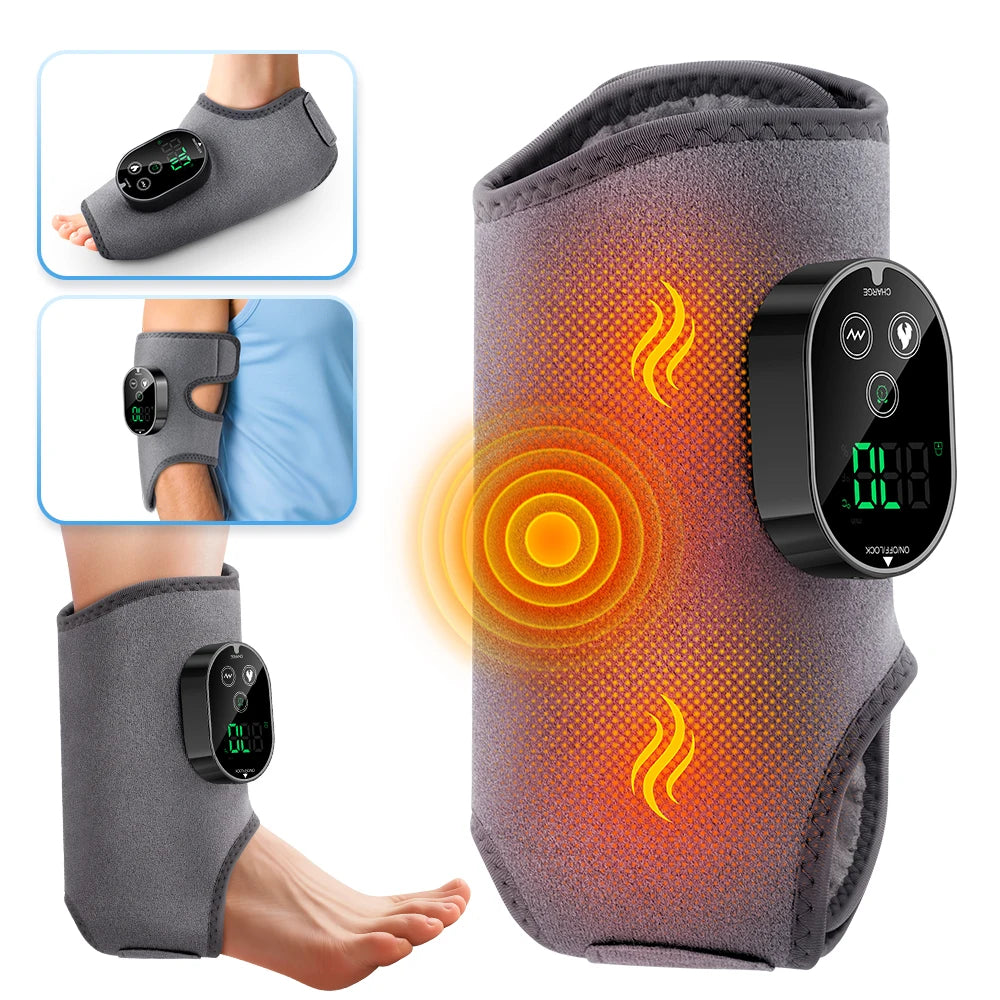 Cordless Foot Ankle Massager with Heat and Vibration, 6 Heat Levels 3 Massage Modes Electric Foot Warmer Belt