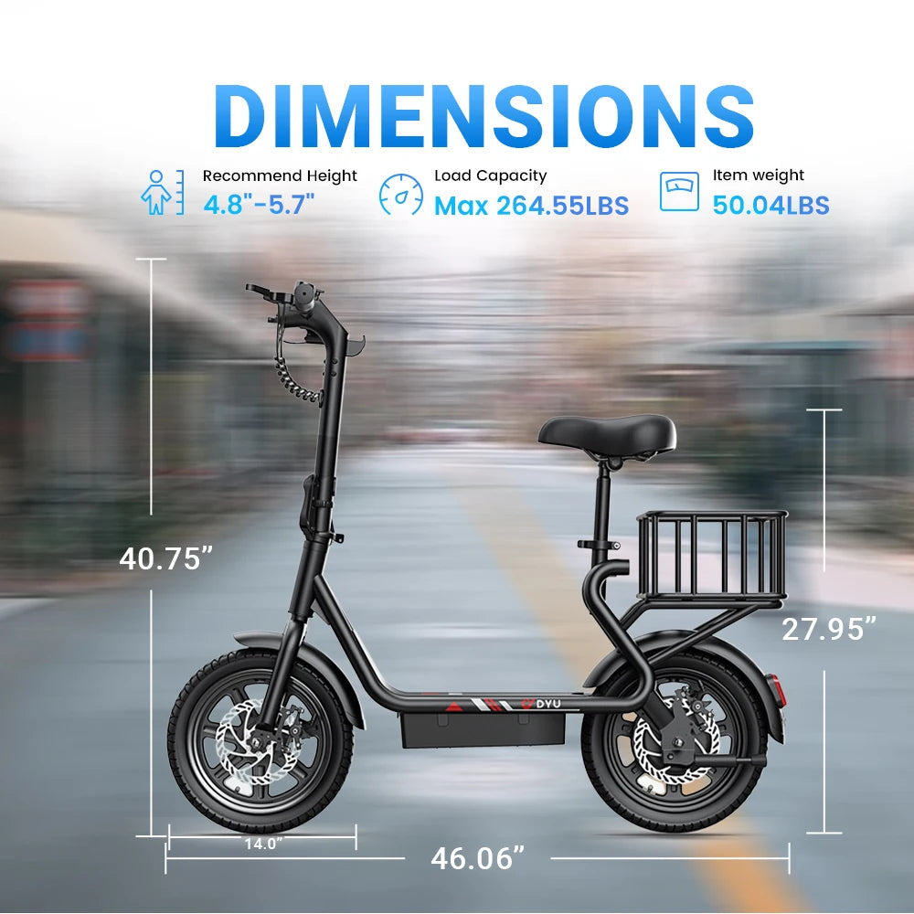 DYU C4 Folding Electric Scooter 14 inch Mini E-Bike 500W Peak 20MPH 36V 7.8AH Battery Compact City Commuter E-Scooter Style