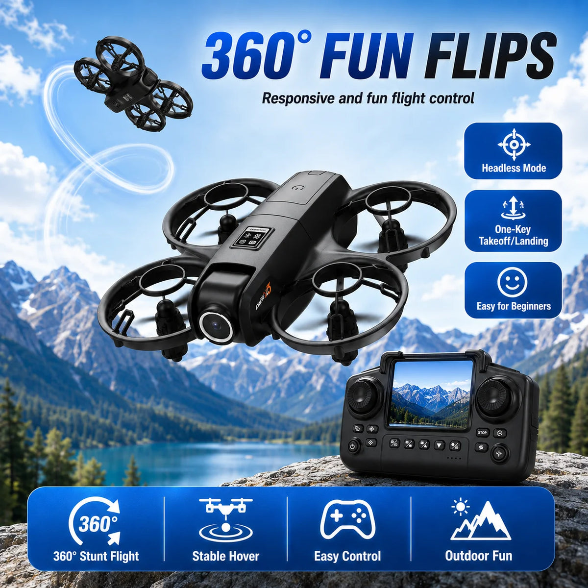 Drone Full Four Way Protection Modular 600mAh Battery Long Battery Life 40Mins Charging Strong Power Portable Outdoor RC Drone Toy