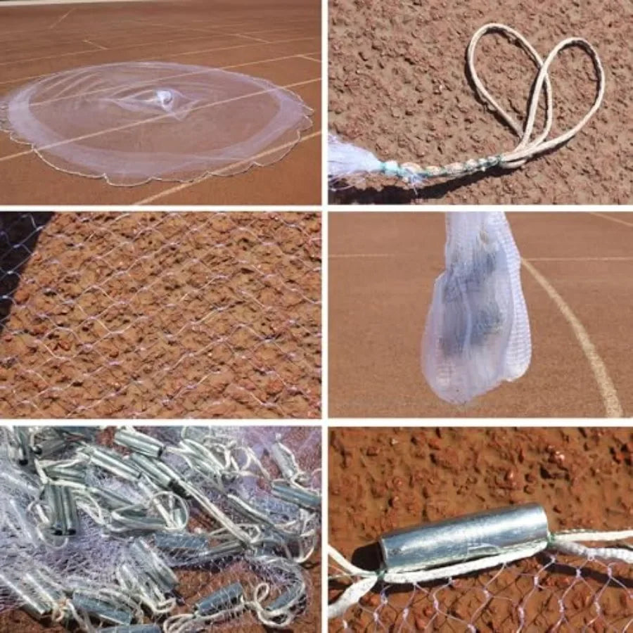 Fishing Cast Net for Freshwater and Saltwater Use, Monofilament Material, Black, Durable, Easy to Throw, Efficient for Catching