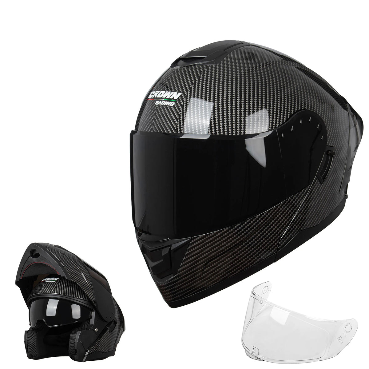 Crown Racing FL900 DOT Certified Modular Helmet With Dual Visor