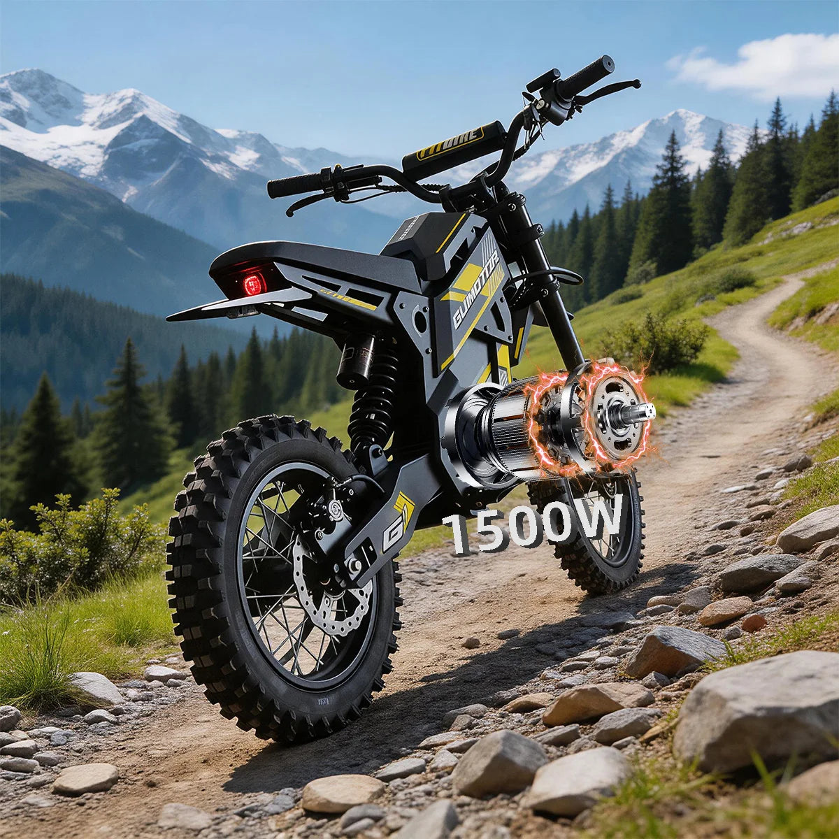 New G1 Electric E-bike Dirt Bike 1500W 48V 20.8AH Electric Motorcycle Fat Tire Nitrogen Suspension E Dirt Bike for Teens and Adults