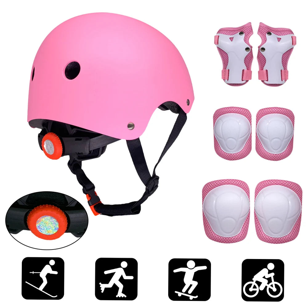 7PCS Kids Helmet Knee Elbow Pads Wrist Guard Sport Protective Gear Adjustable Scooter Skateboard Roller for Boy Girl 4-12 Years
