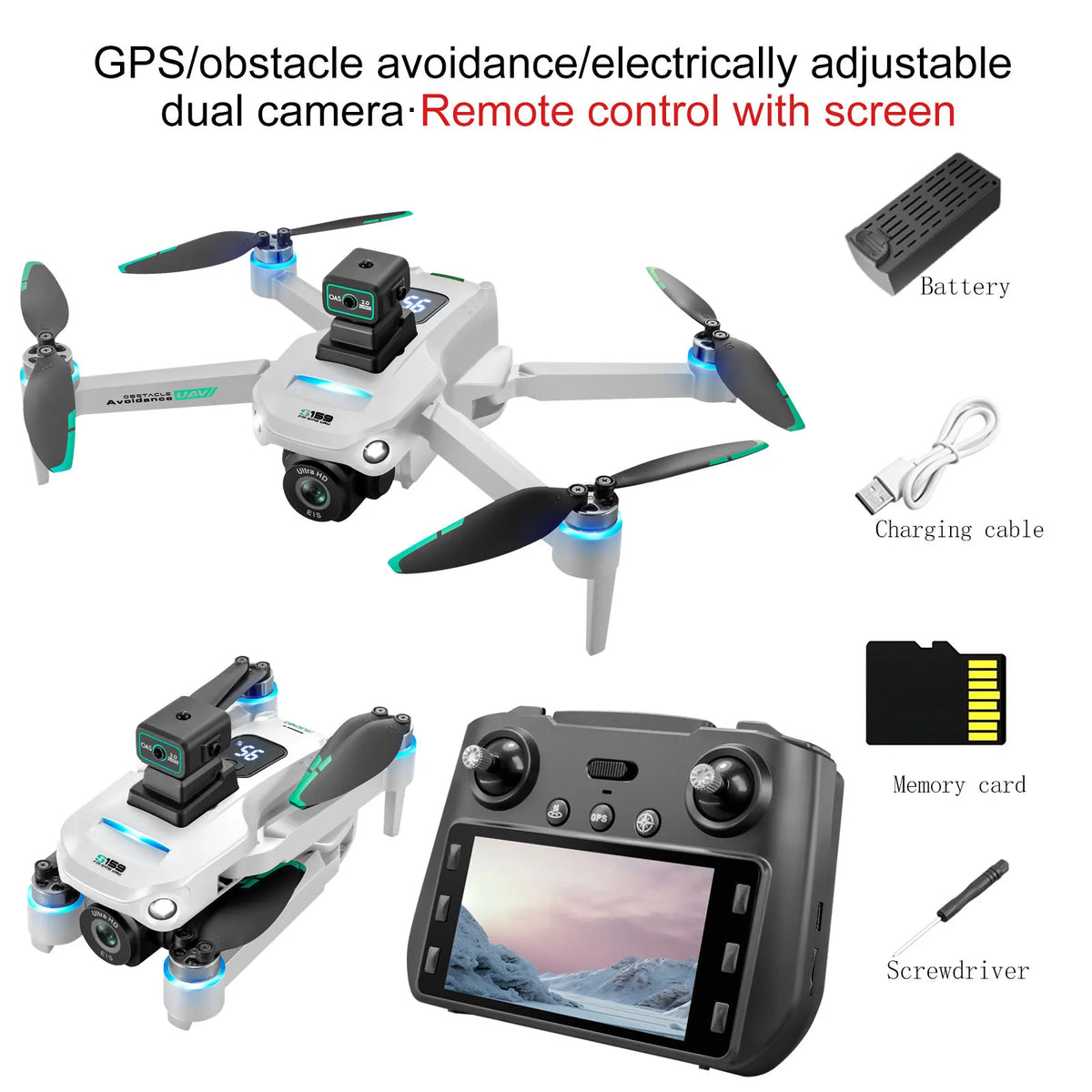 GPS Drone Optical Flow Positioning Hover Multiple Return Modes Waypoint Flight Intelligent Follow One Key Takeoff Landing Speed Switching Drone