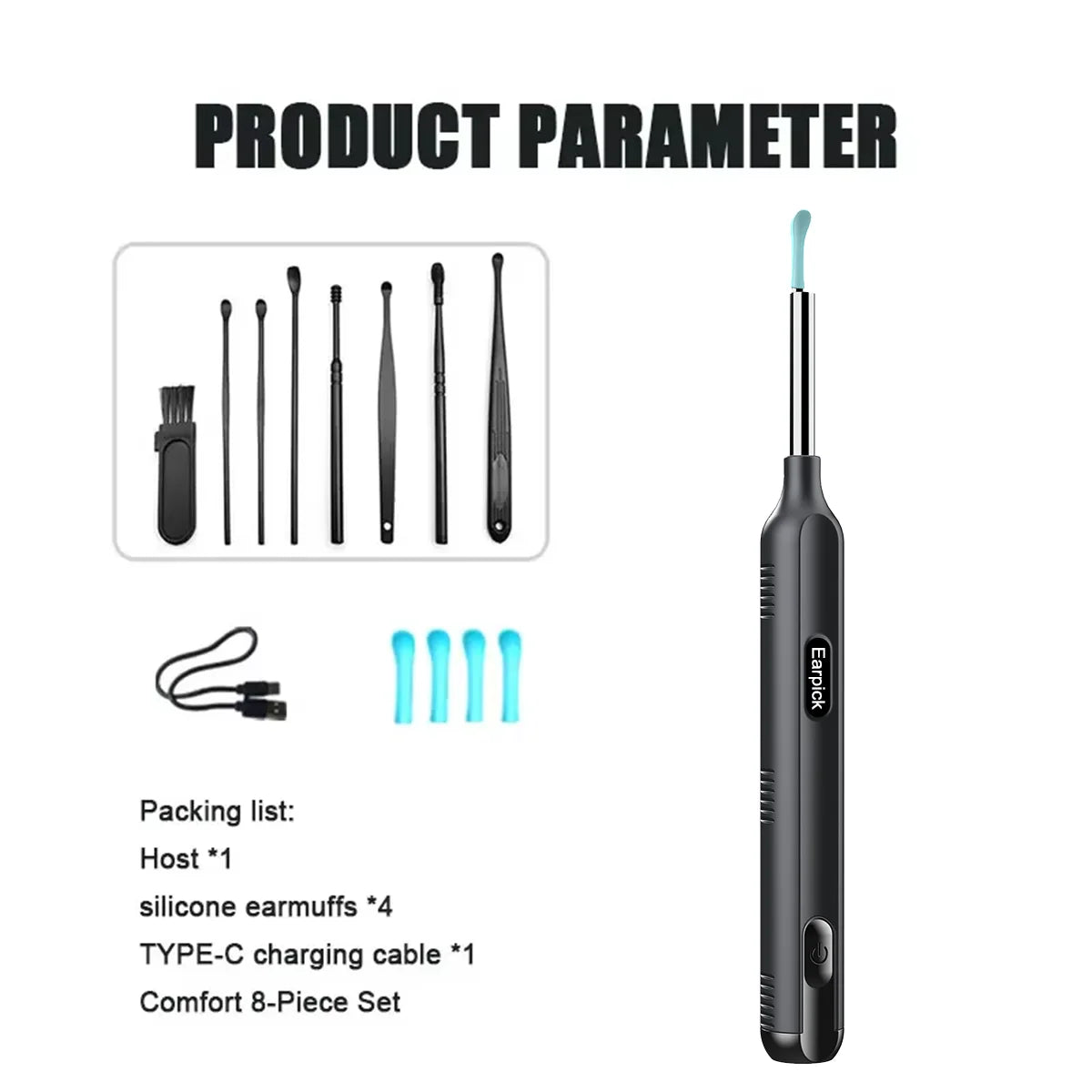 Visual Ear Wax Cleaning Set with Camera Safe Earwax Removal Endoscope with Camera Luminous Otoscope Ear Cleaning Tools Ear Care