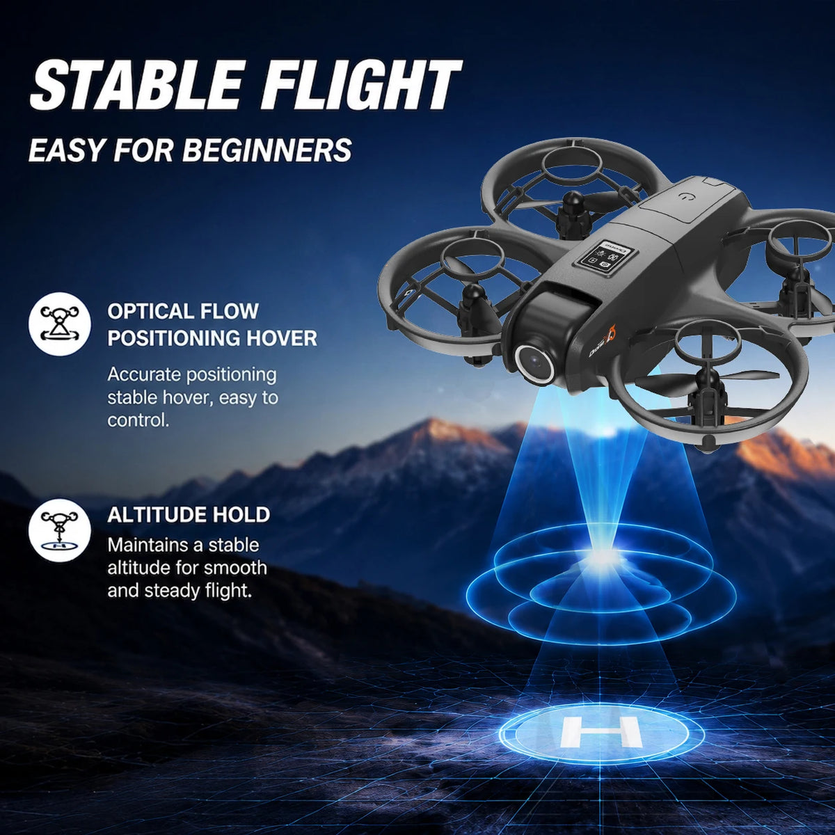 Drone Full Four Way Protection Modular 600mAh Battery Long Battery Life 40Mins Charging Strong Power Portable Outdoor RC Drone Toy