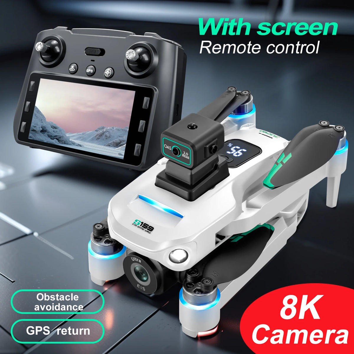 GPS Drone Optical Flow Positioning Hover Multiple Return Modes Waypoint Flight Intelligent Follow One Key Takeoff Landing Speed Switching Drone