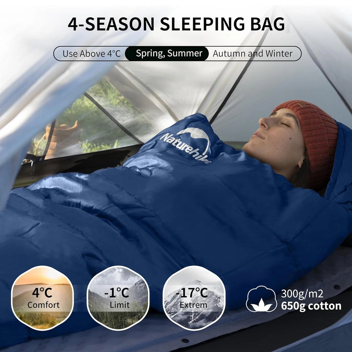 Naturehike Adult Mummy Sleeping Bag for Warm Camping Comfort