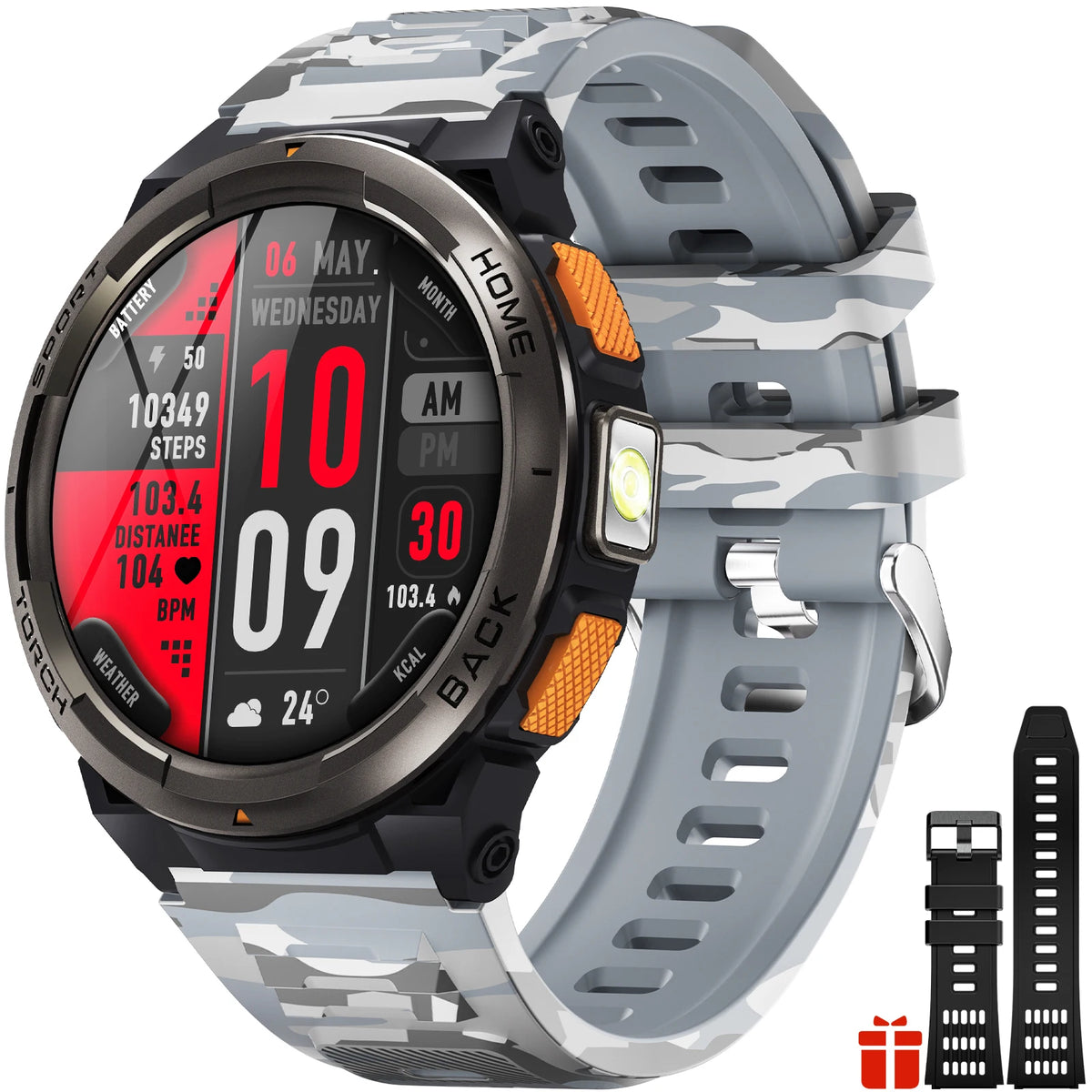 EIGIIS Smart Sports Watch With Compass Barometer And LED Flashlight