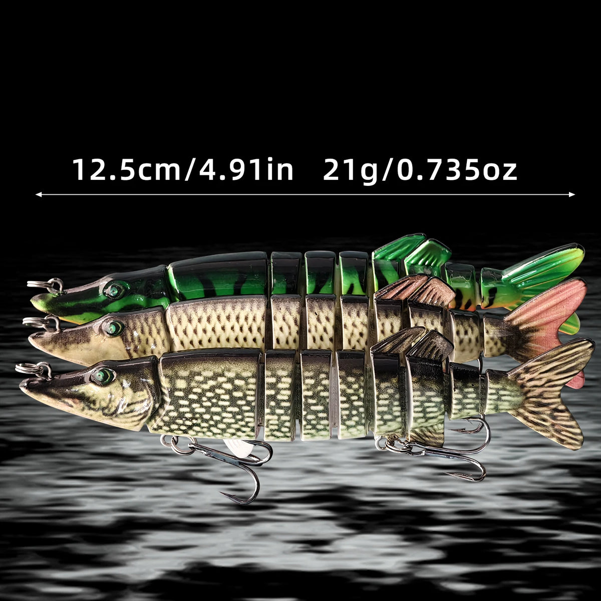 ANFS 3pcs Multi-Jointed Swimbait Fishing Lure – Slow Sinking Hard Bait for Freshwater & Saltwater