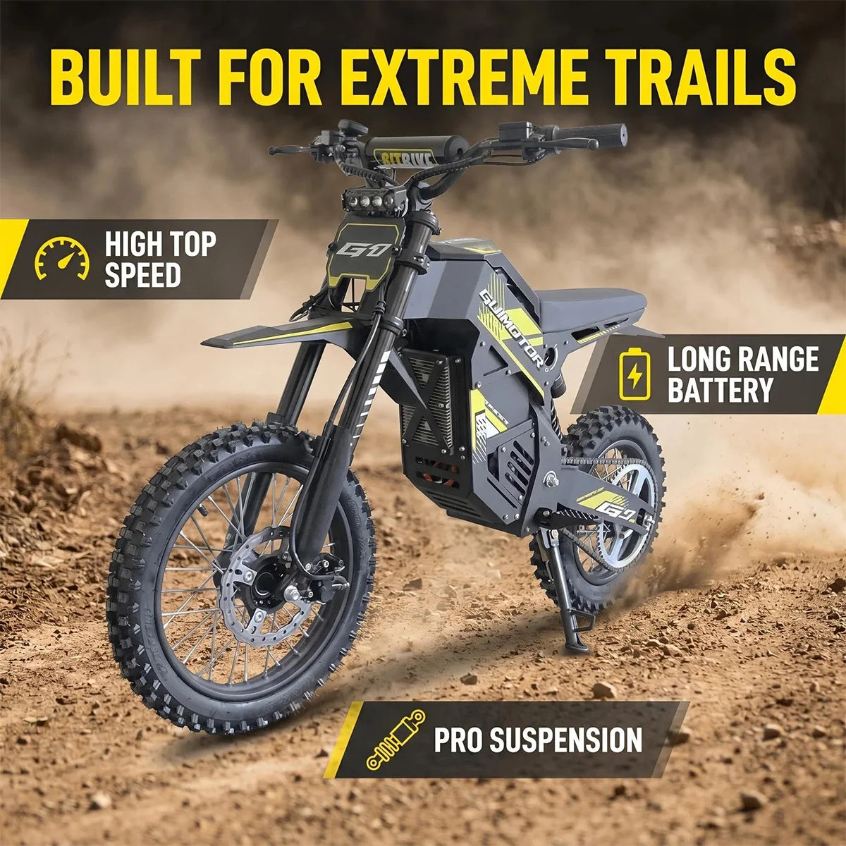 New G1 Electric E-bike Dirt Bike 1500W 48V 20.8AH Electric Motorcycle Fat Tire Nitrogen Suspension E Dirt Bike for Teens and Adults