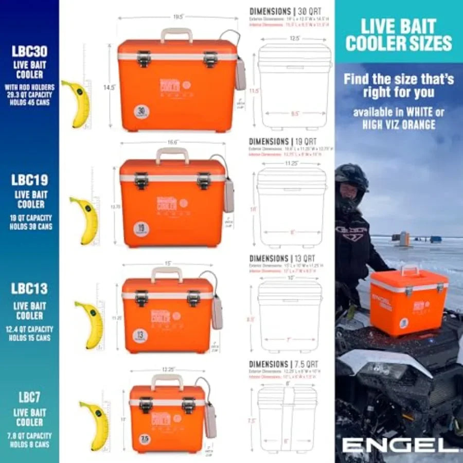Live Bait Cooler Box for Fishing: HDPE Material, Blue, 2nd Gen 2-Speed Aerator Pump, Portable Minnow Bucket for Shrimp Live Fis