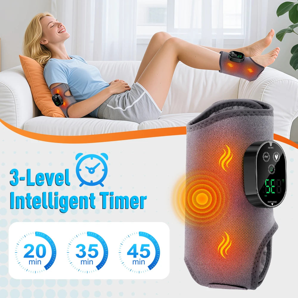 Cordless Foot Ankle Massager with Heat and Vibration, 6 Heat Levels 3 Massage Modes Electric Foot Warmer Belt