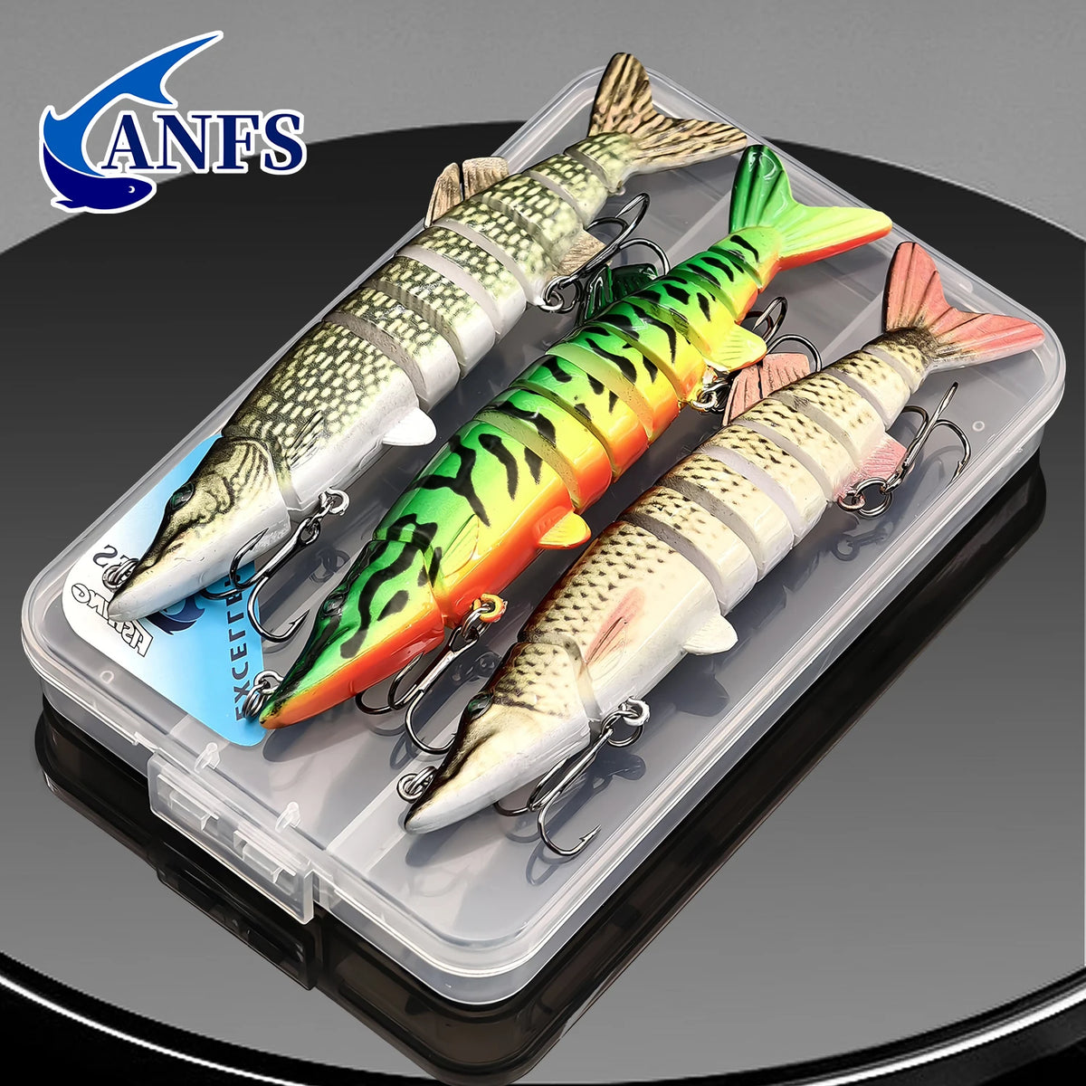 ANFS 3pcs Multi-Jointed Swimbait Fishing Lure – Slow Sinking Hard Bait for Freshwater & Saltwater