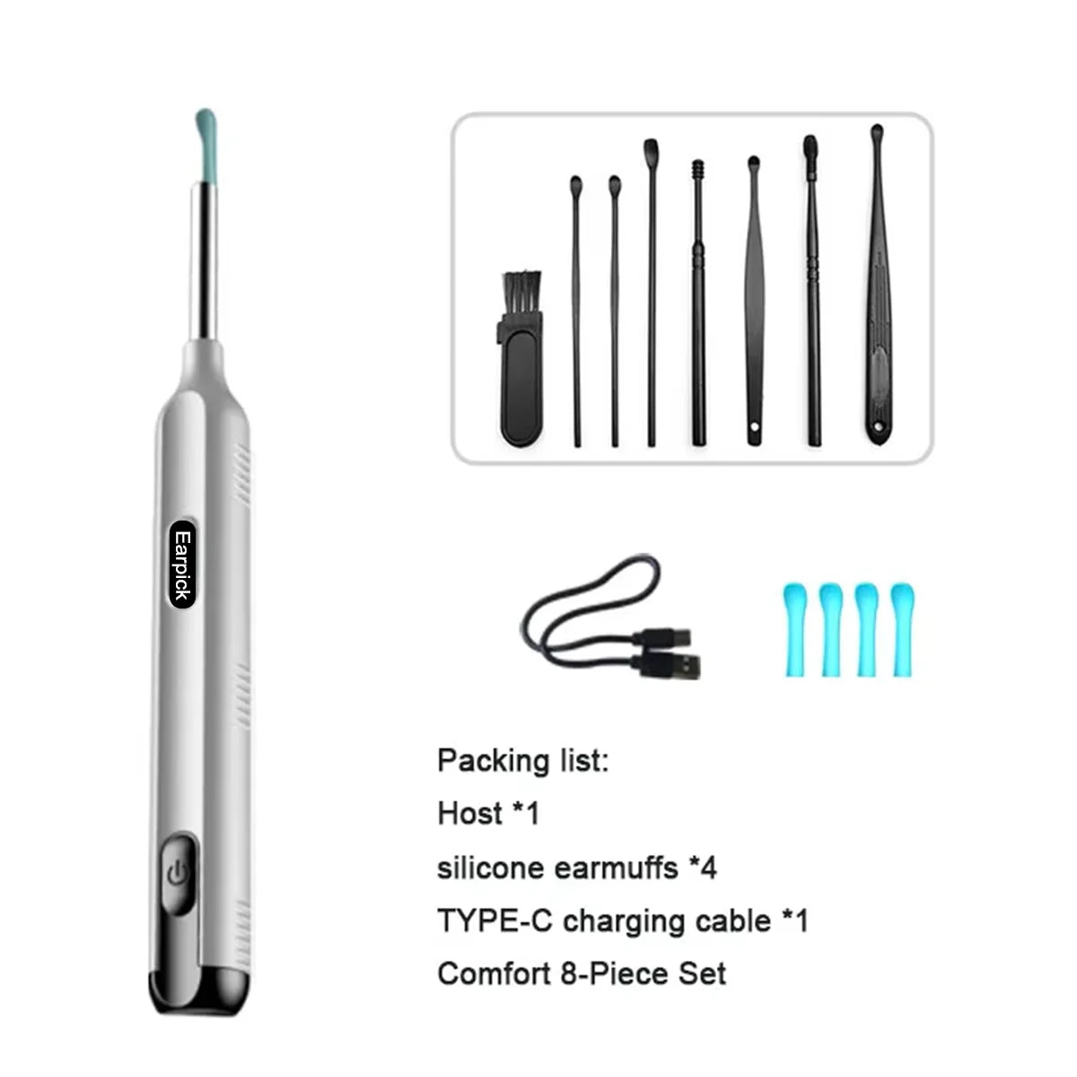 Visual Ear Wax Cleaning Set with Camera Safe Earwax Removal Endoscope with Camera Luminous Otoscope Ear Cleaning Tools Ear Care