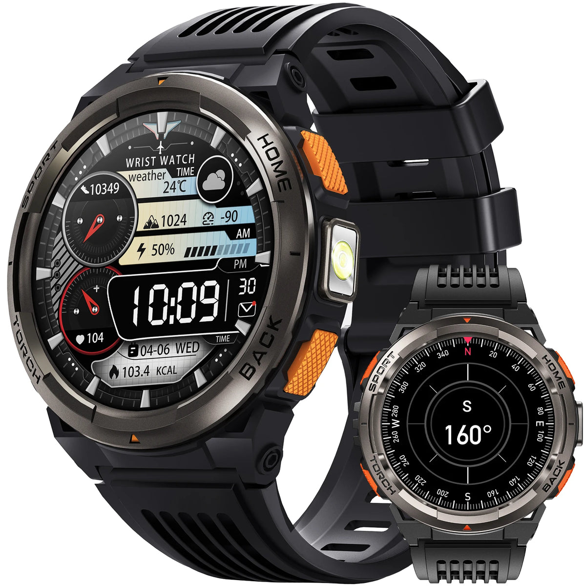 EIGIIS Smart Sports Watch With Compass Barometer And LED Flashlight