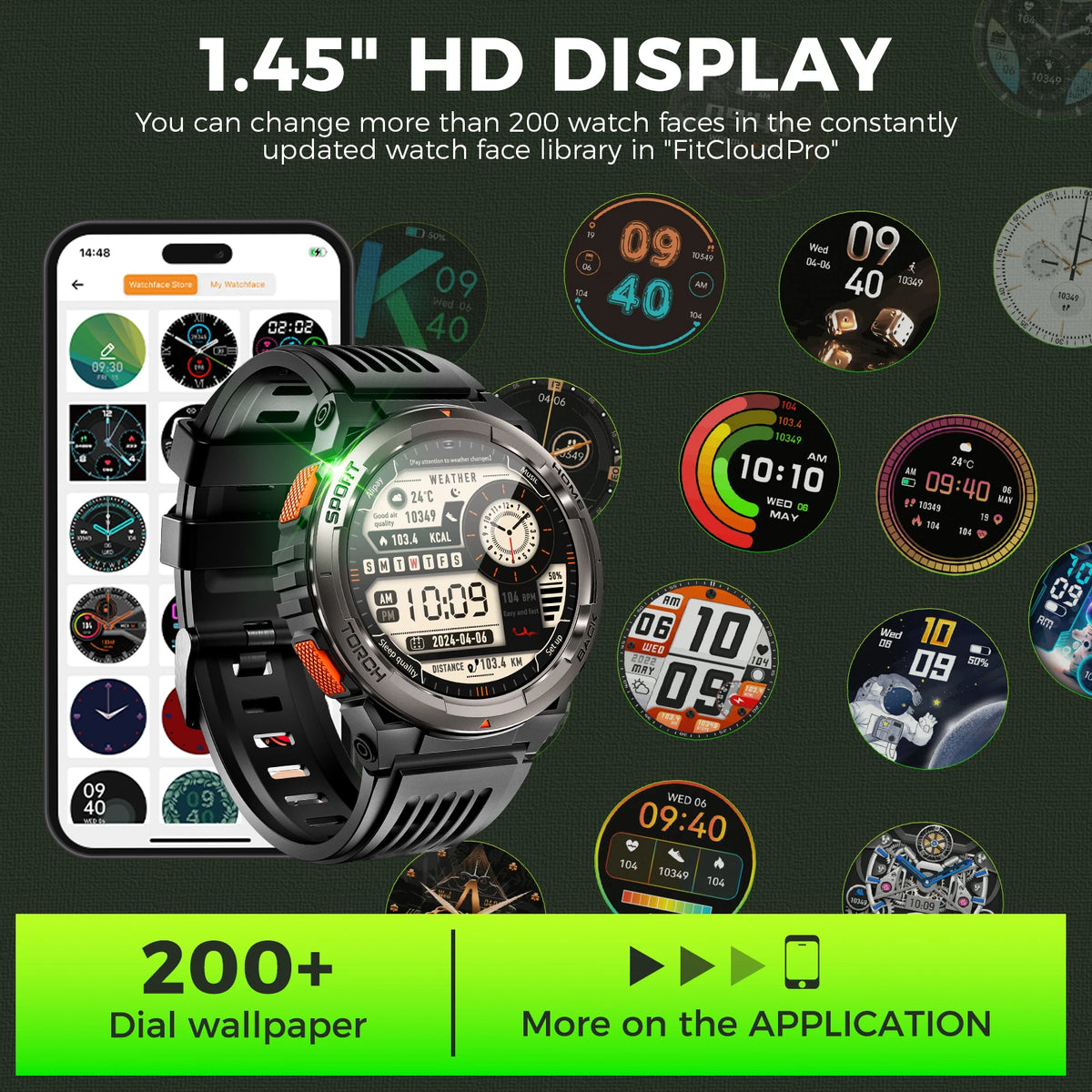 EIGIIS Smart Sports Watch With Compass Barometer And LED Flashlight