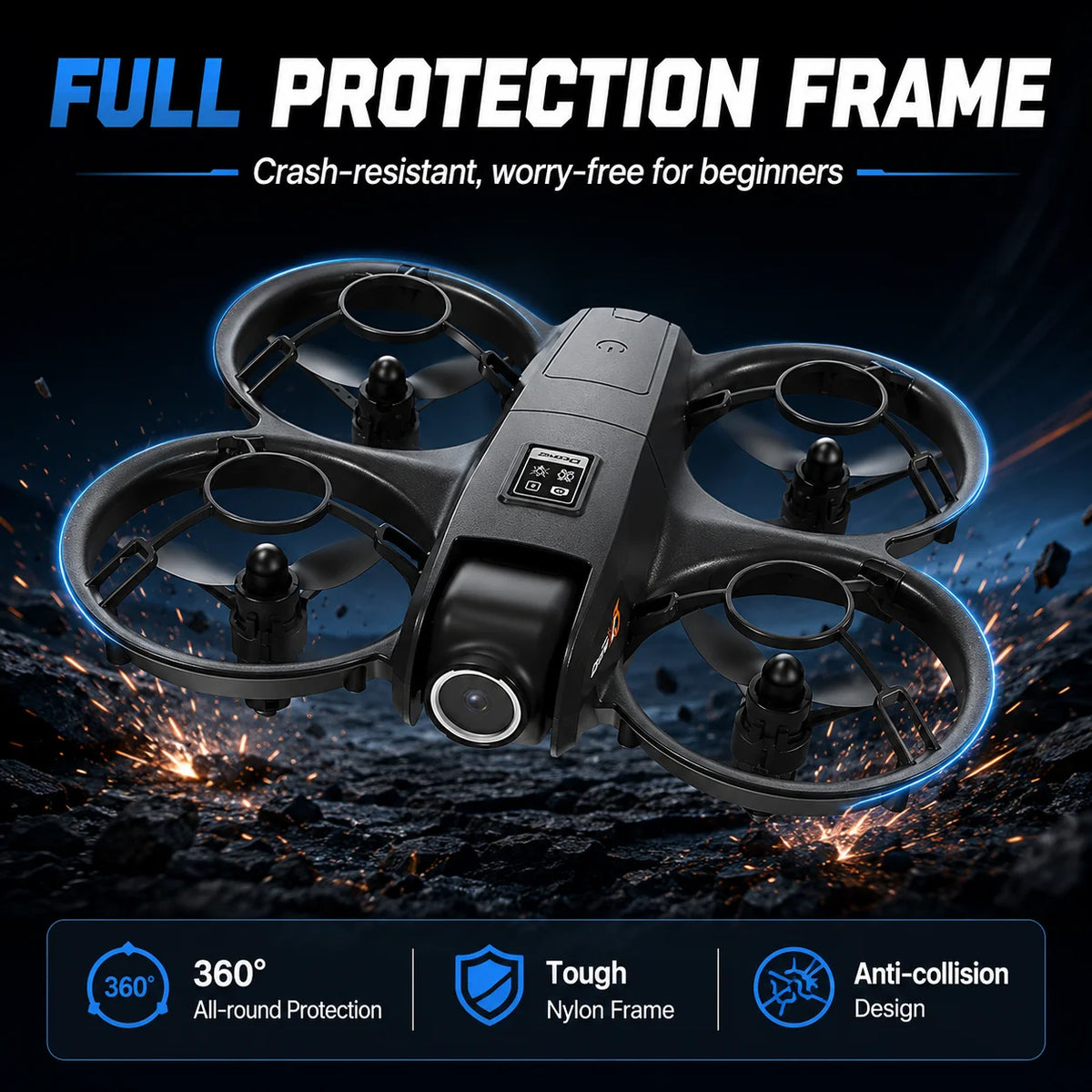 Drone Full Four Way Protection Modular 600mAh Battery Long Battery Life 40Mins Charging Strong Power Portable Outdoor RC Drone Toy