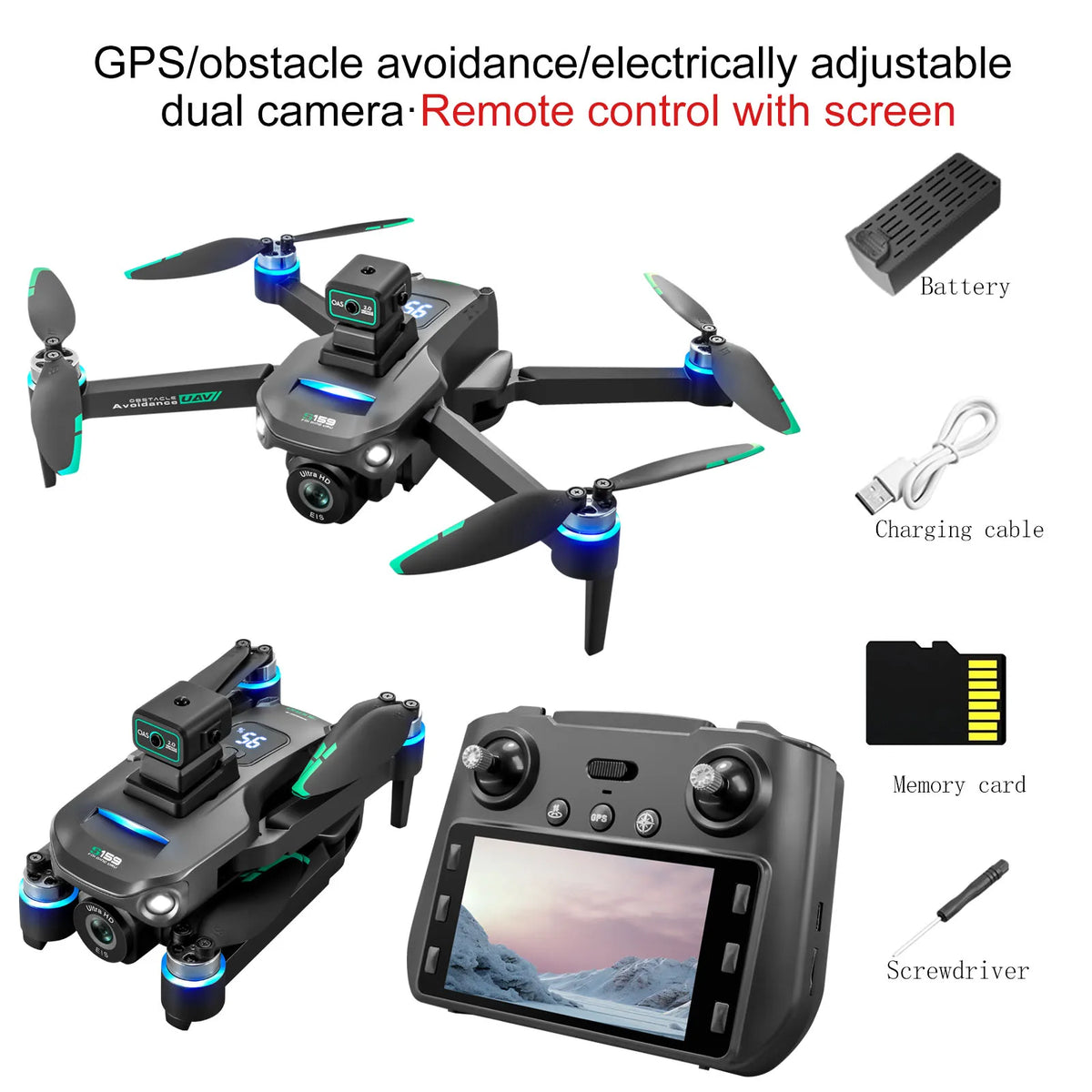 GPS Drone Optical Flow Positioning Hover Multiple Return Modes Waypoint Flight Intelligent Follow One Key Takeoff Landing Speed Switching Drone