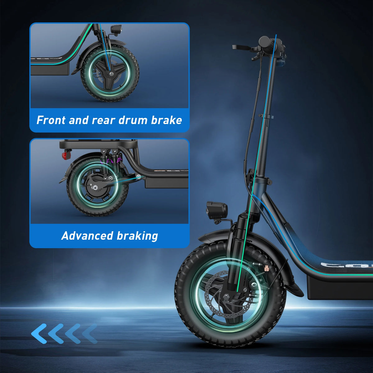 UPlee GQ8 Electric Bike For Adults 500W Scooter EBike 3-Riding Modes With 14" Fat Tire 48V 15AH LED College Students Commuters & Urban Riding E-Bike