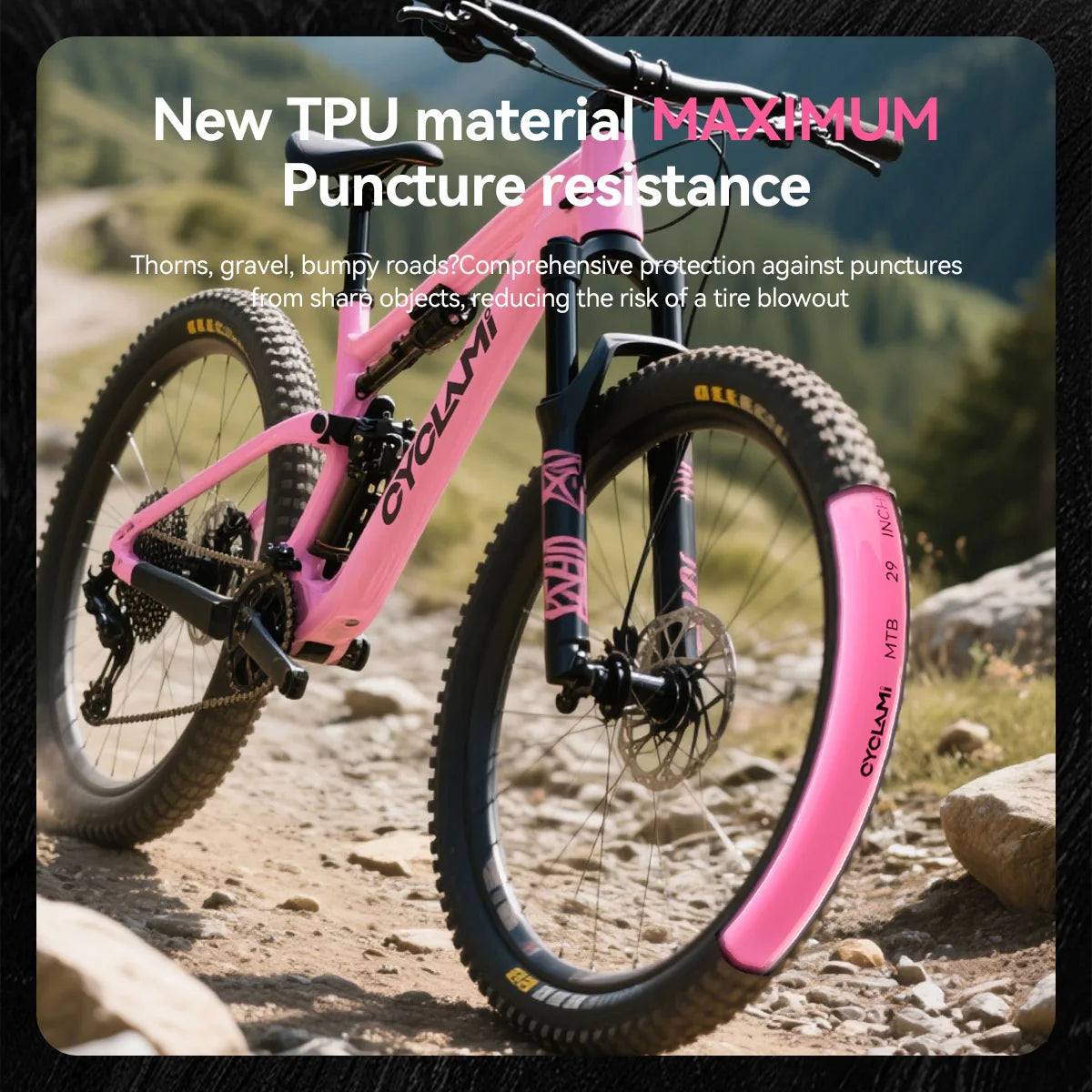 CYCLAMI Bike Inner Tube Ultralight TPU Hose Metal Presta Valve FV Bike Accessories For Mountain 1.9 - 2.5 inch MTB 29 27.5 26