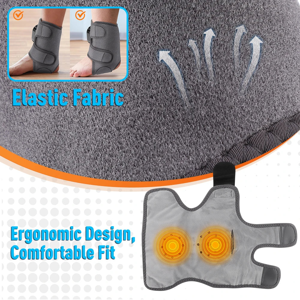 Cordless Foot Ankle Massager with Heat and Vibration, 6 Heat Levels 3 Massage Modes Electric Foot Warmer Belt