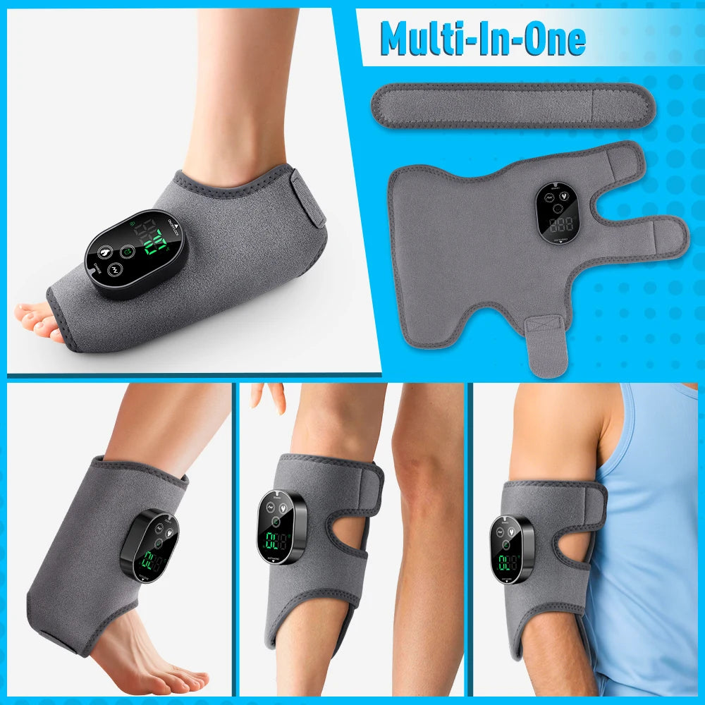 Cordless Foot Ankle Massager with Heat and Vibration, 6 Heat Levels 3 Massage Modes Electric Foot Warmer Belt