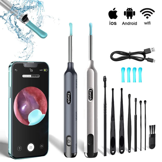 Visual Ear Wax Cleaning Set with Camera Safe Earwax Removal Endoscope with Camera Luminous Otoscope Ear Cleaning Tools Ear Care