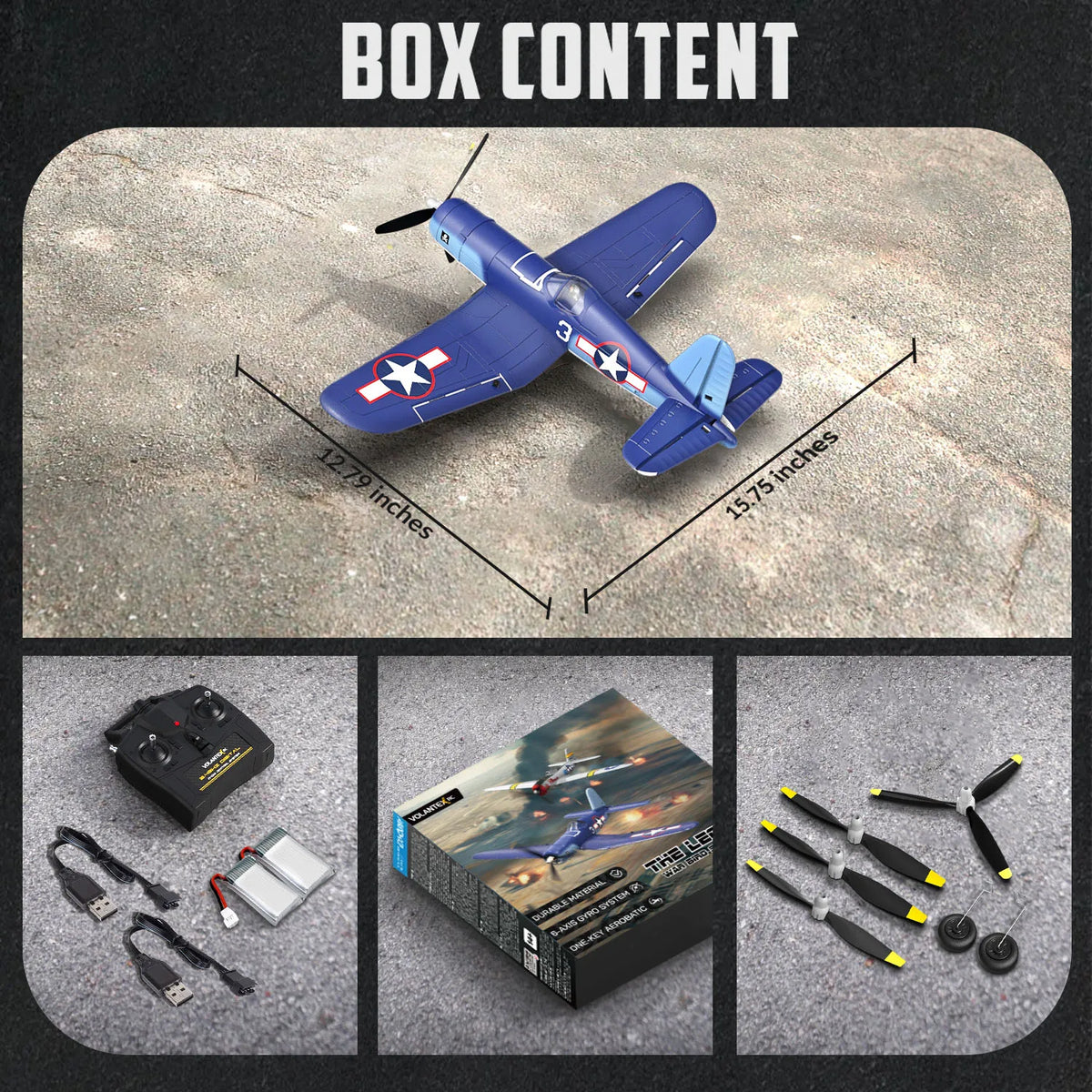 RCkuler F4U Corsair RC Planes for Adults, RTF 4 Channel Remote Control Airplanes with 6-Axis Gyro, 3 Flight Modes, One-Key Aerobatics, Wingspan 400mm RC Airplane with 2 Batteries, Ideal for Outdoors