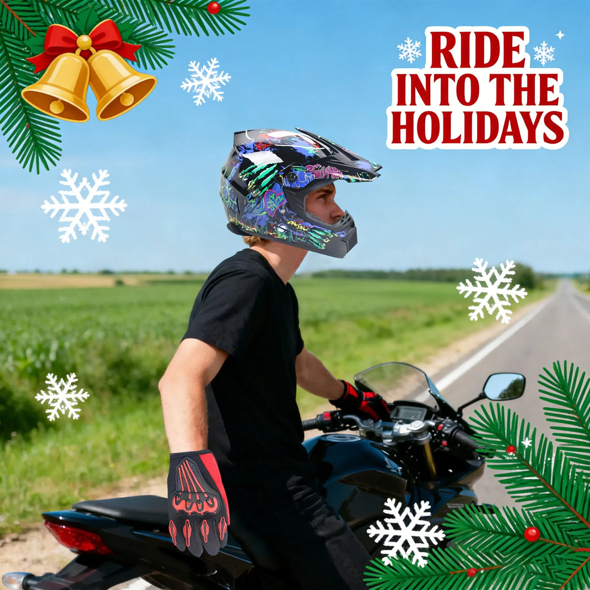 Full Face Motocross Helmet Kit With Goggles For Off Road