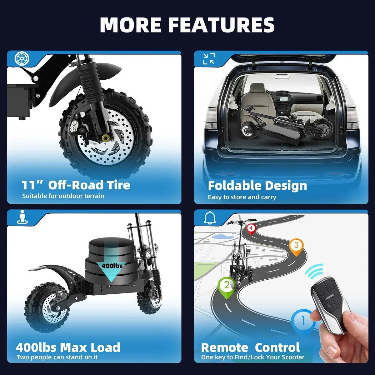Dual Motor Folding Off Road Electric Scooter for Adults