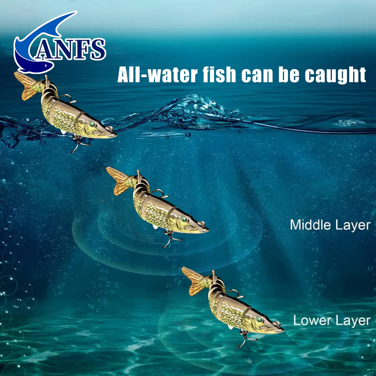 ANFS 3pcs Multi-Jointed Swimbait Fishing Lure – Slow Sinking Hard Bait for Freshwater & Saltwater