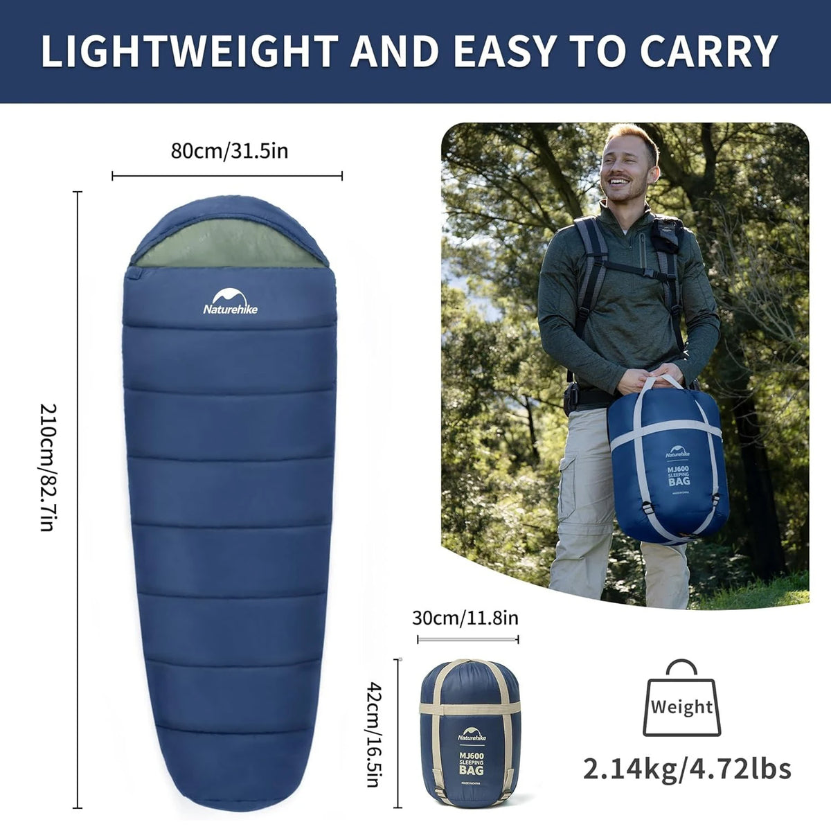 Naturehike Adult Mummy Sleeping Bag for Warm Camping Comfort